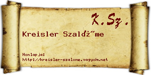 Kreisler Szalóme névjegykártya